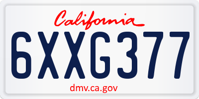CA license plate 6XXG377