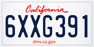 CA license plate 6XXG391