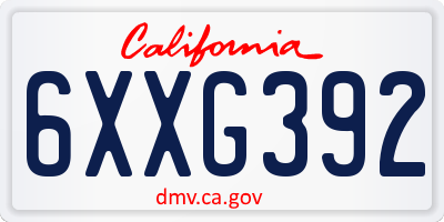 CA license plate 6XXG392