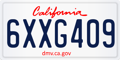 CA license plate 6XXG409