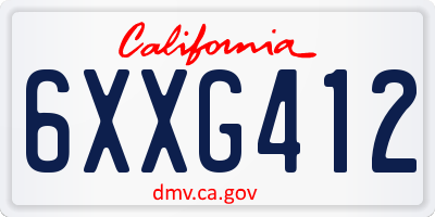 CA license plate 6XXG412