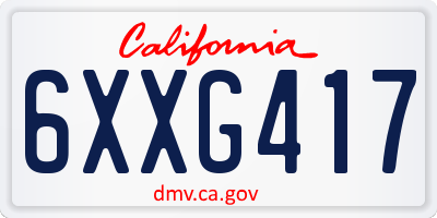 CA license plate 6XXG417