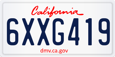 CA license plate 6XXG419