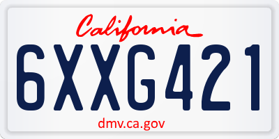 CA license plate 6XXG421