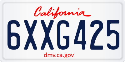 CA license plate 6XXG425