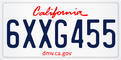 CA license plate 6XXG455