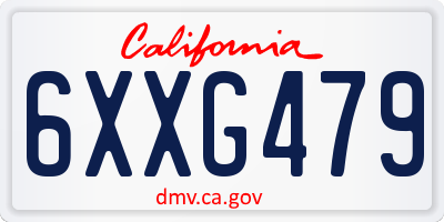 CA license plate 6XXG479