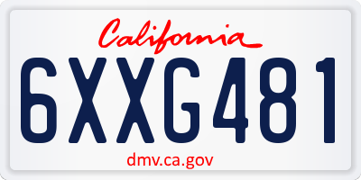 CA license plate 6XXG481