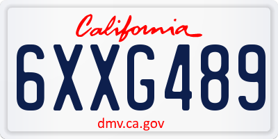 CA license plate 6XXG489