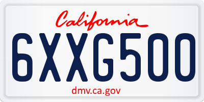 CA license plate 6XXG500