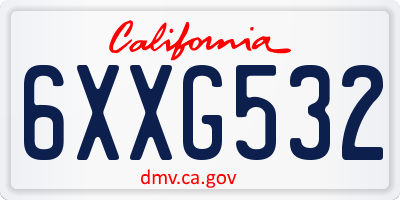 CA license plate 6XXG532