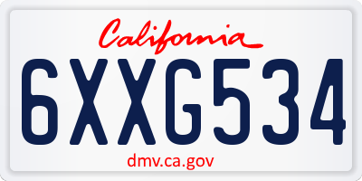 CA license plate 6XXG534