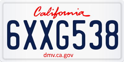 CA license plate 6XXG538