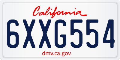 CA license plate 6XXG554