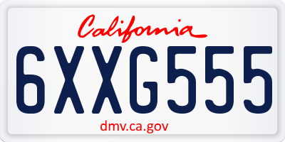 CA license plate 6XXG555