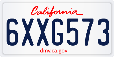 CA license plate 6XXG573