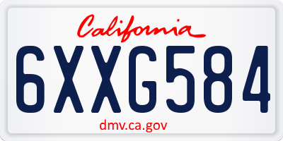 CA license plate 6XXG584