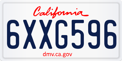CA license plate 6XXG596