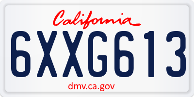 CA license plate 6XXG613