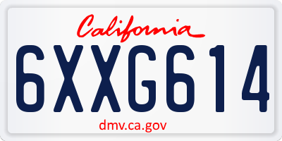 CA license plate 6XXG614