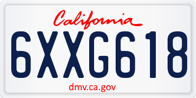 CA license plate 6XXG618