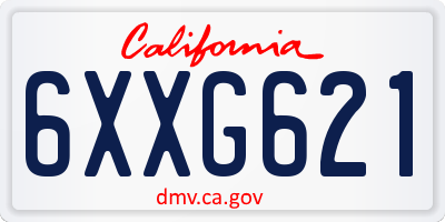 CA license plate 6XXG621