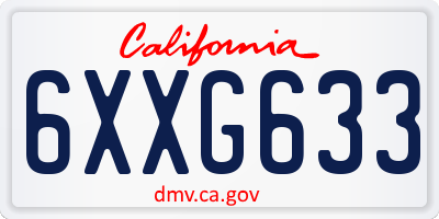 CA license plate 6XXG633