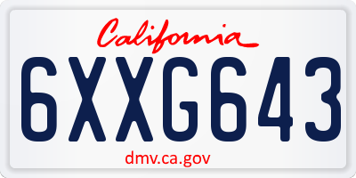 CA license plate 6XXG643