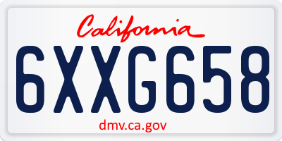 CA license plate 6XXG658