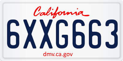 CA license plate 6XXG663