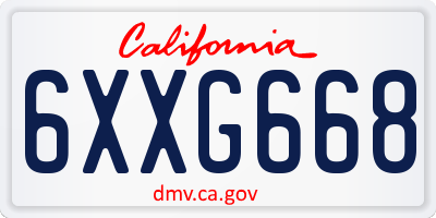 CA license plate 6XXG668