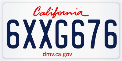 CA license plate 6XXG676