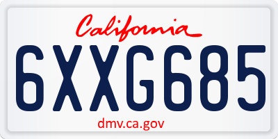 CA license plate 6XXG685