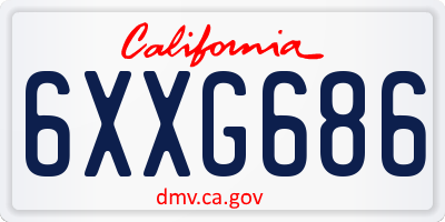 CA license plate 6XXG686
