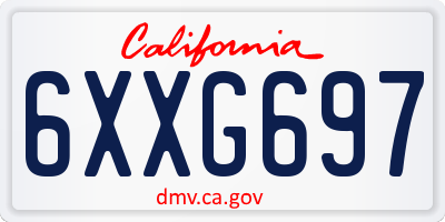 CA license plate 6XXG697