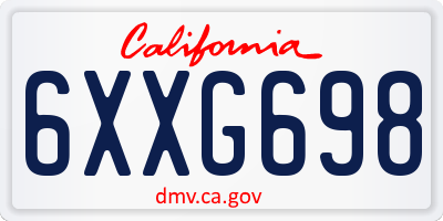 CA license plate 6XXG698