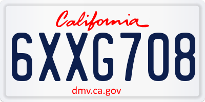 CA license plate 6XXG708