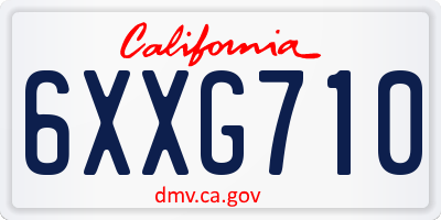 CA license plate 6XXG710