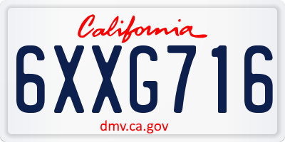 CA license plate 6XXG716