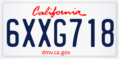 CA license plate 6XXG718