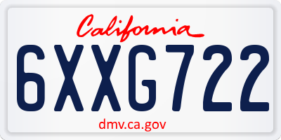 CA license plate 6XXG722