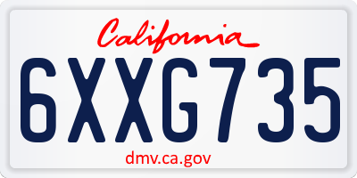 CA license plate 6XXG735