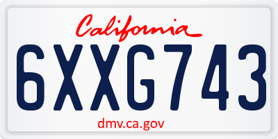 CA license plate 6XXG743