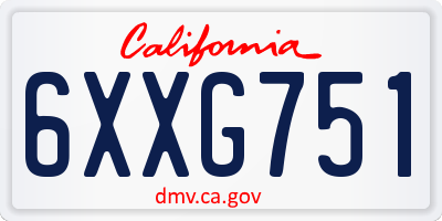 CA license plate 6XXG751