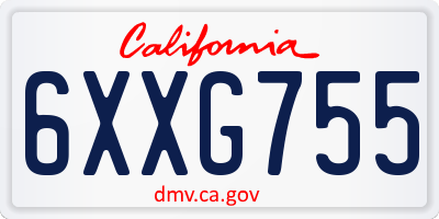 CA license plate 6XXG755