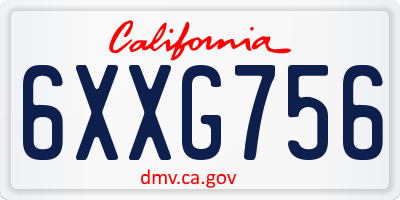 CA license plate 6XXG756