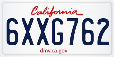 CA license plate 6XXG762