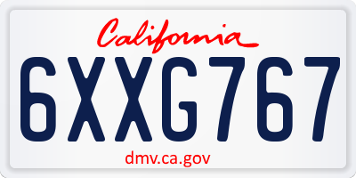 CA license plate 6XXG767