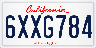 CA license plate 6XXG784