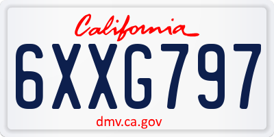 CA license plate 6XXG797